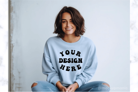 Baby Blue Sweater Model Mockup for Product Mockups and Graphics