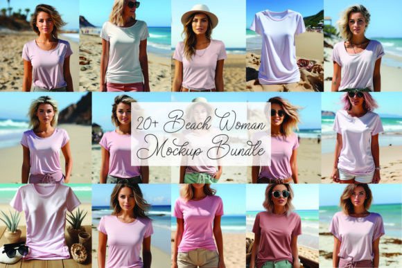 Beach Woman Mockup Bundle for Product Mockups and Graphics