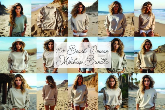 Beach Woman Mockups Bundle for Product Mockups and Graphics