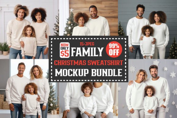 Christmas Family Mockups Bundle for Product Mockups and Graphics