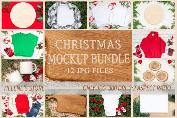 Christmas Product Mockup Flatlay JPEG for Graphics and Christmas Amp
