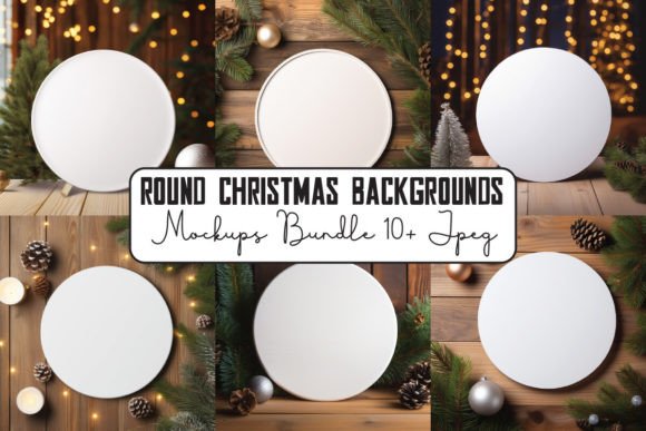 Christmas White Round Mockup Bundle for Crafting and Graphics