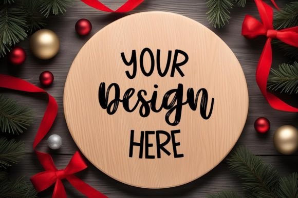 Christmas Wooden Round Sign Mockup Review