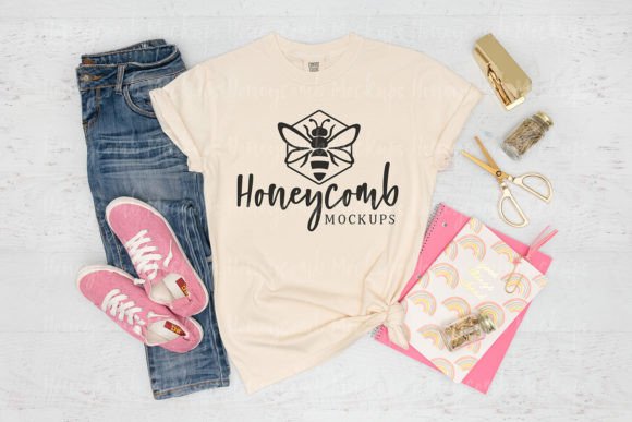 Comfort Colors 1717 Ivory Teacher Mockup for Product Mockups and Graphics