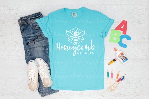 Comfort Colors 1717 Lagoon Teacher Mock for Product Mockups and Graphics