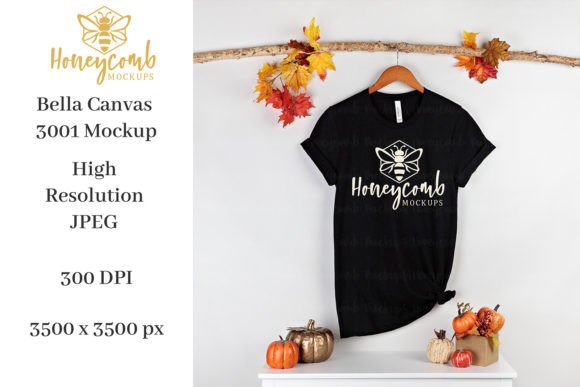 Fall Bella Canvas 3001 Heather Black Mockup for Web Design