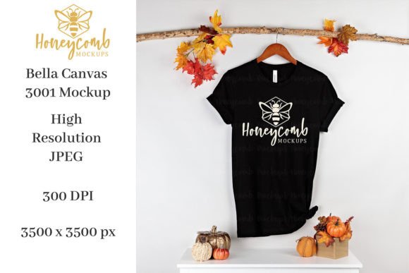 Fall Bella Canvas Black 3001 Mockup for Product Mockups and Graphics