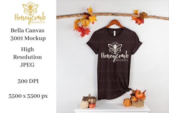 Fall Bella Canvas Brown 3001 Mockup for Product Mockups and Graphics