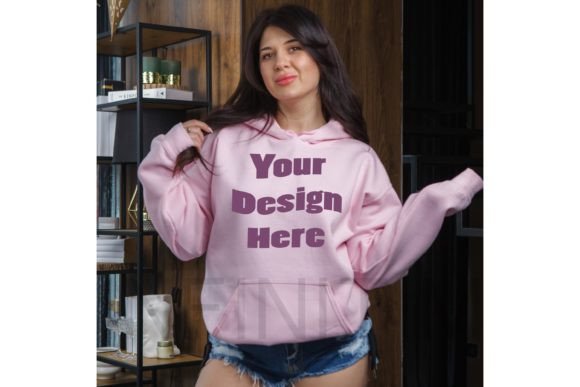 Gildan 18500 Light Pink Hoodie Mock Up