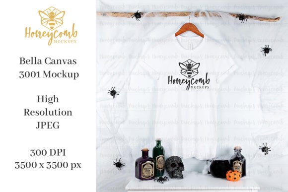 Halloween Bella Canvas White 3001 Mockup for Graphics