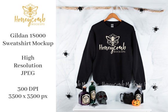 Halloween Gildan 18000 Black Mockup - A Graphic Design Asset for Product Mockups