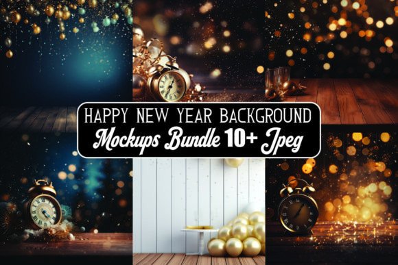 Happy New Year Backgrounds Mockup Bundle for Christmas Amp Graphics