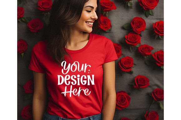 Red Valentines Day Mockup Bella Canvas for Product Mockups and Graphics