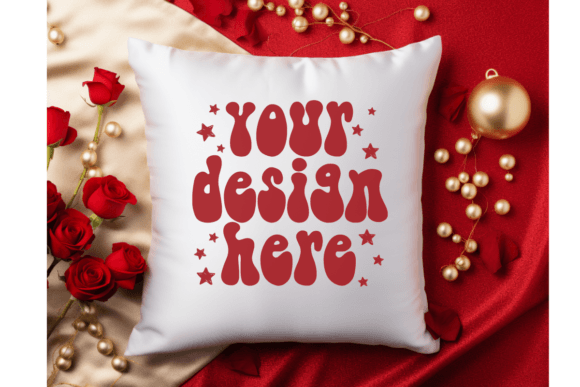 Valentine White Pillow Mockup VWP01 for Graphics and Pillows Amp
