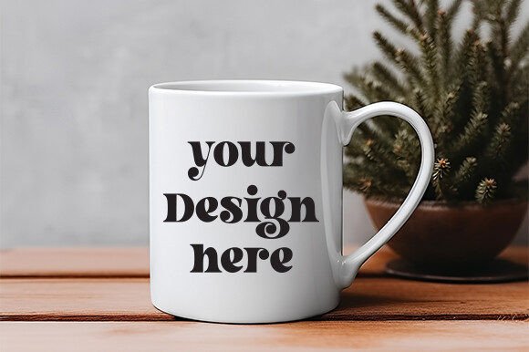 White Mug Mockup for Graphics on Mugs Amp