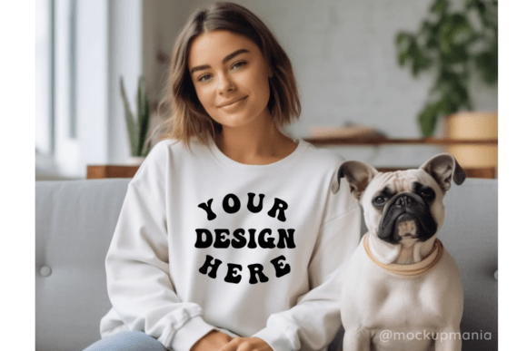 White Sweater Dog Mom Mockup for Product Mockups and Graphics