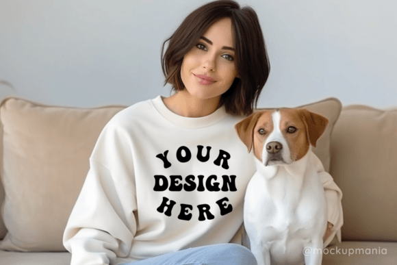 White Sweater Mockup Dog Mom Graphics