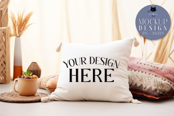 White Themed Pillow Mockup Design for Product Mockups and Graphics