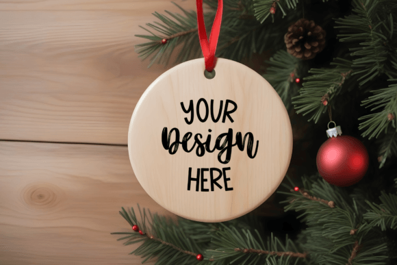 Wooden Christmas Ornament Mockup for Product Mockups and Graphics